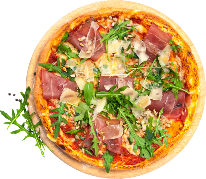 Pizza with Ham and Arugula Cutout